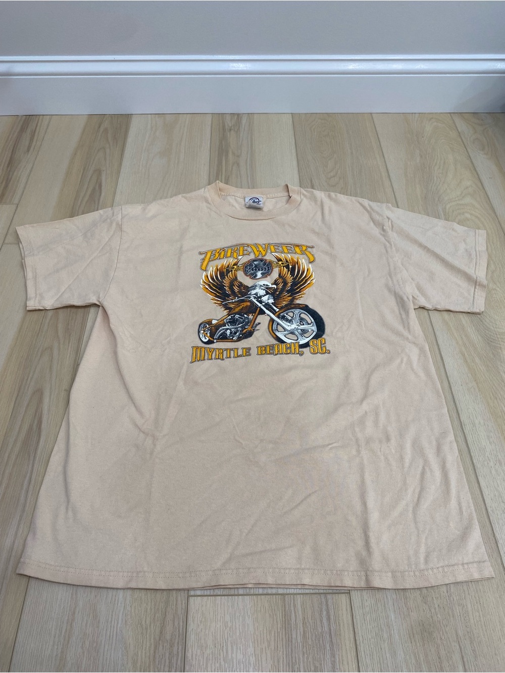 2008 Myrtle Beach Bike Week Shirt Large Biker Motorcycle Rally Beige Tee